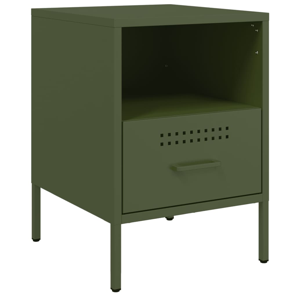 Bedside Cabinets 2 pcs Olive Green 36x39x50.5 cm Steel