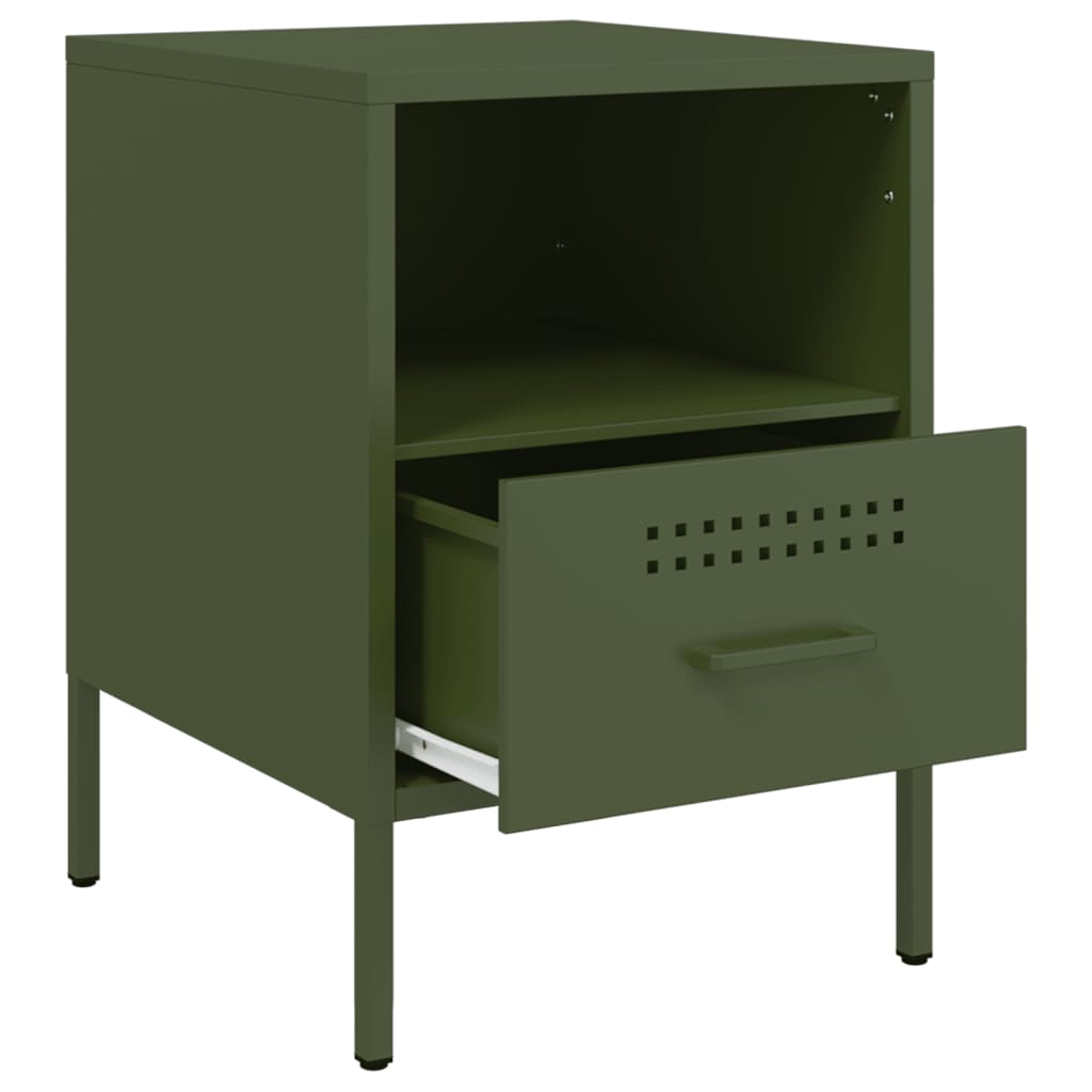 Bedside Cabinets 2 pcs Olive Green 36x39x50.5 cm Steel