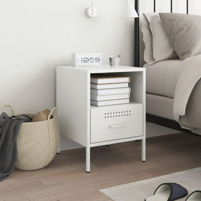 Bedside Cabinet White 36x39x50.5 cm Steel