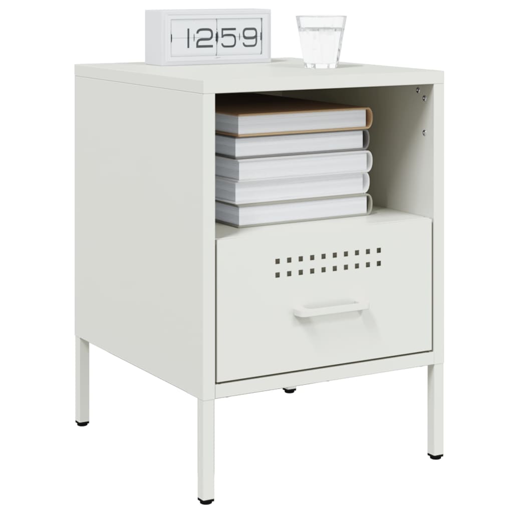 Bedside Cabinet White 36x39x50.5 cm Steel