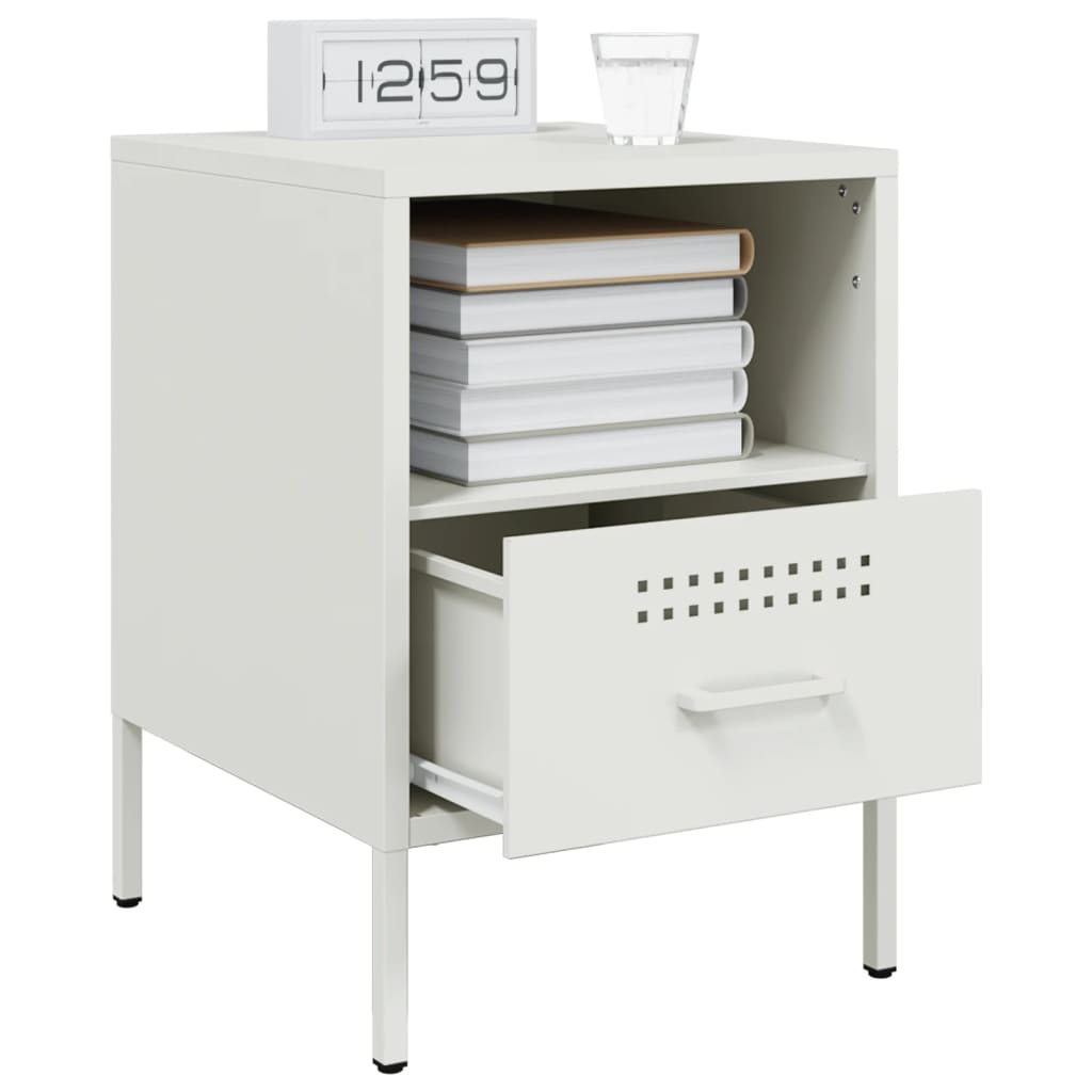 Bedside Cabinet White 36x39x50.5 cm Steel