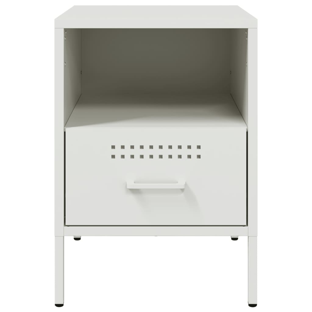 Bedside Cabinet White 36x39x50.5 cm Steel