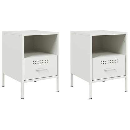 Bedside Cabinets 2 pcs White 36x39x50.5 cm Steel