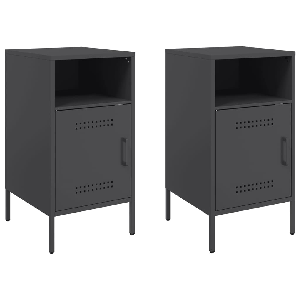 Bedside Cabinets 2 pcs Black 36x39x68 cm Steel