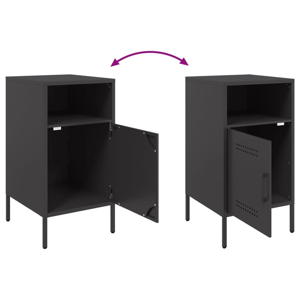 Bedside Cabinets 2 pcs Black 36x39x68 cm Steel