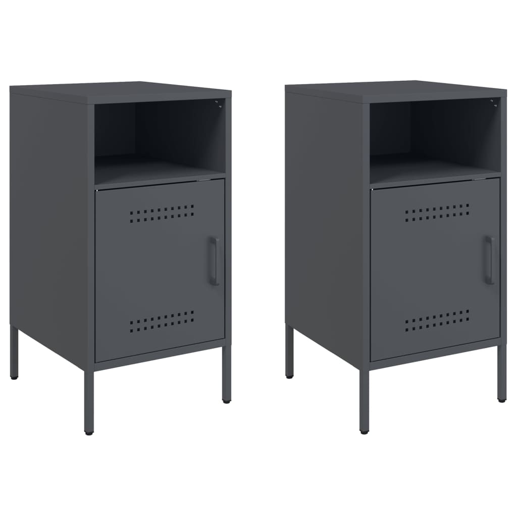 Bedside Cabinets 2 pcs Anthracite 36x39x68 cm Steel