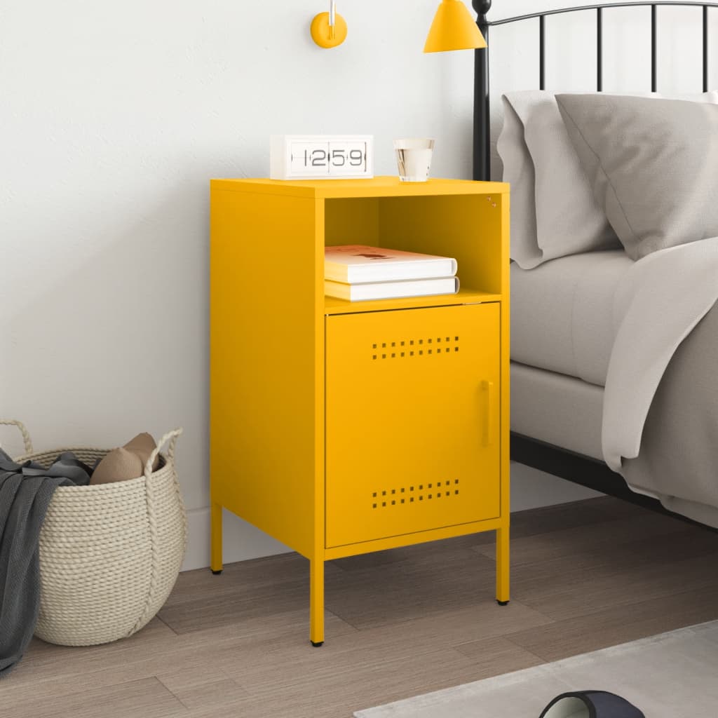 Bedside Cabinet Mustard Yellow 36x39x68 cm Steel