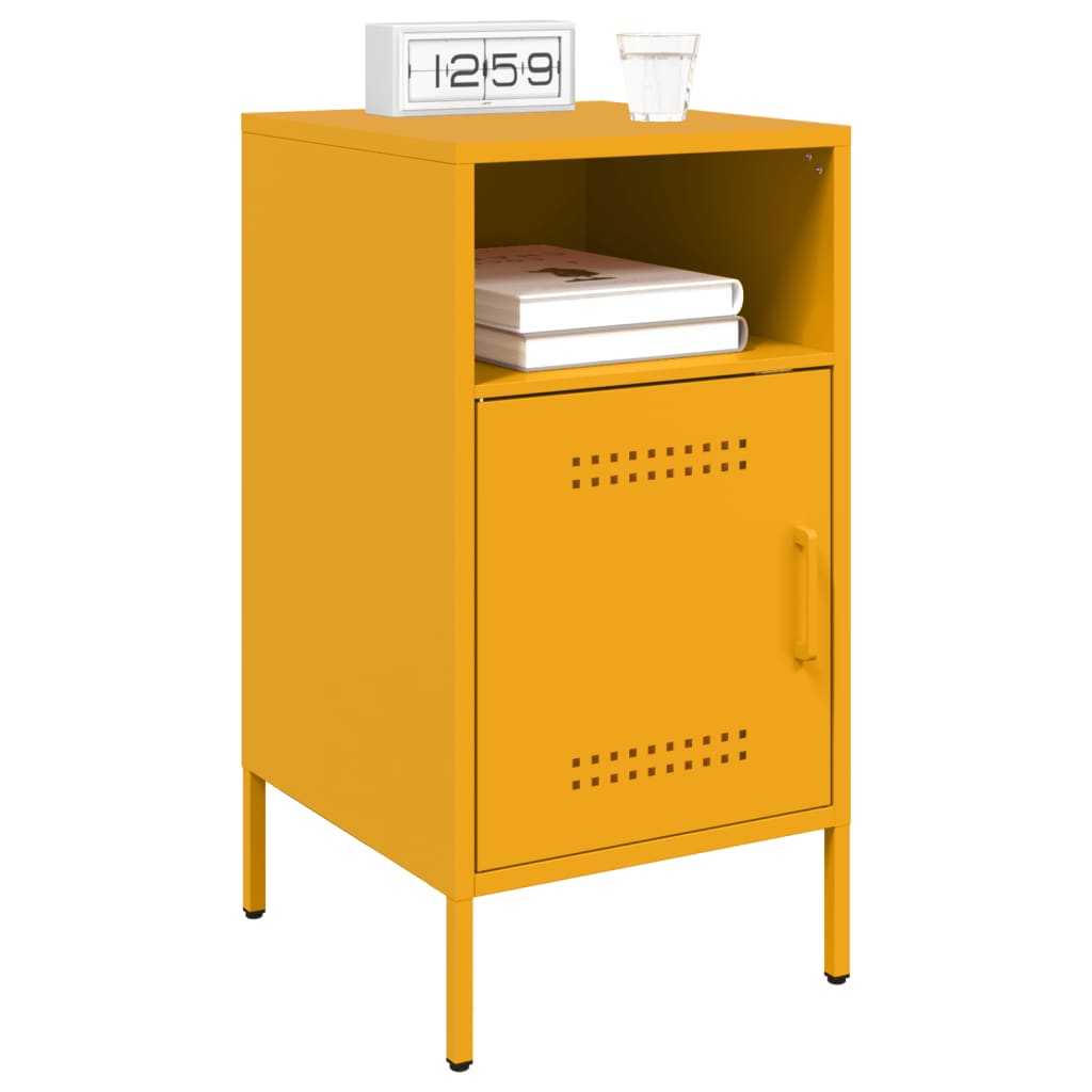 Bedside Cabinet Mustard Yellow 36x39x68 cm Steel