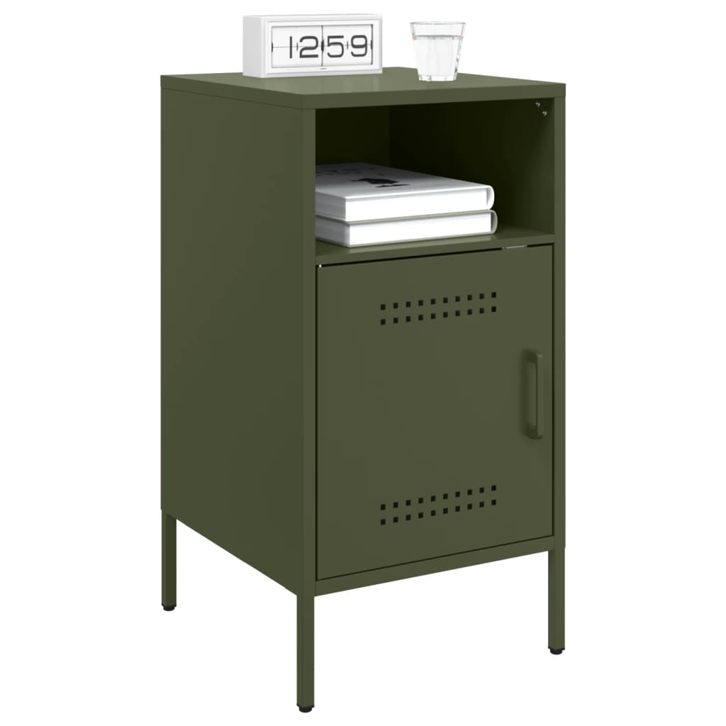 Bedside Cabinet Olive Green 36x39x68 cm Steel