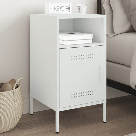 Bedside Cabinet White 36x39x68 cm Steel