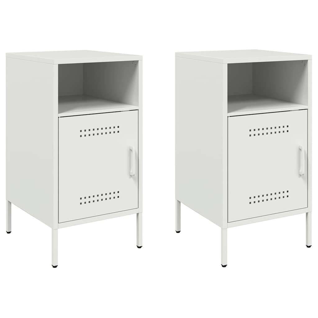 Bedside Cabinets 2 pcs White 36x39x68 cm Steel