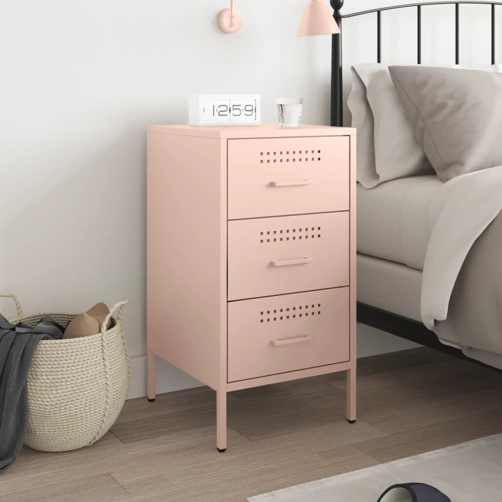 Bedside Cabinet Pink 36x39x68 cm Steel