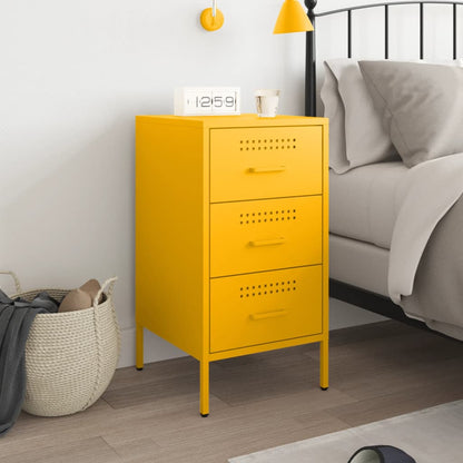 Bedside Cabinet Mustard Yellow 36x39x68 cm Steel