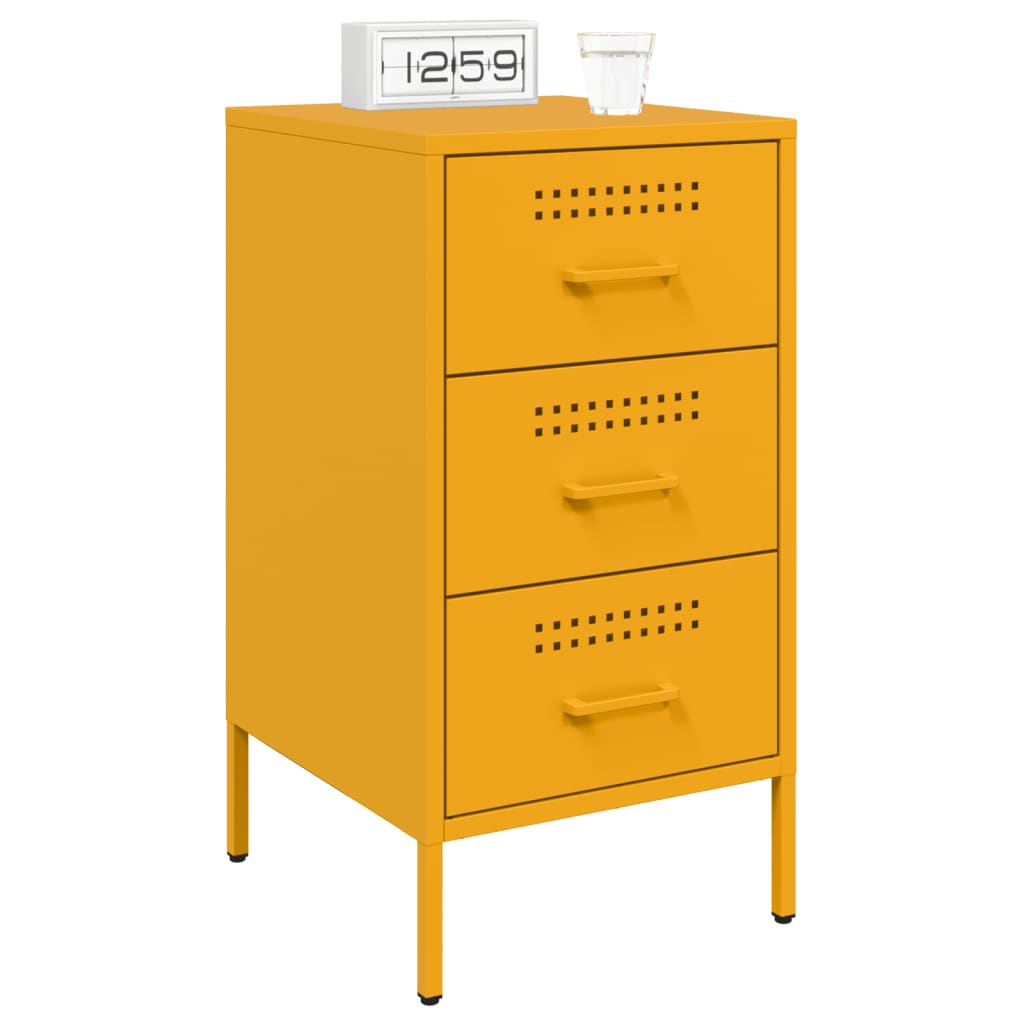 Bedside Cabinet Mustard Yellow 36x39x68 cm Steel