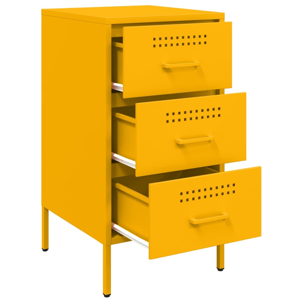 Bedside Cabinet Mustard Yellow 36x39x68 cm Steel