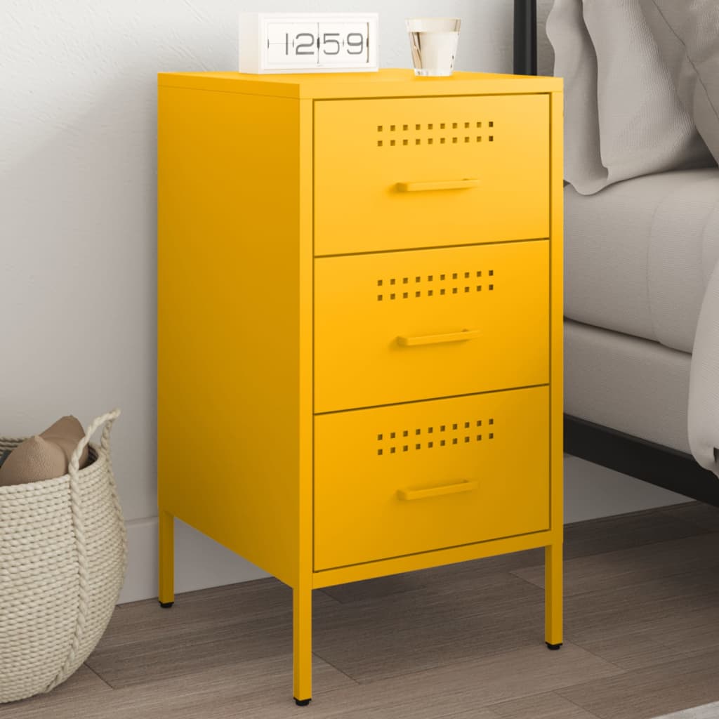 Bedside Cabinet Mustard Yellow 36x39x68 cm Steel