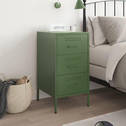 Bedside Cabinet Olive Green 36x39x68 cm Steel