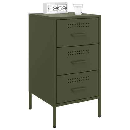 Bedside Cabinet Olive Green 36x39x68 cm Steel