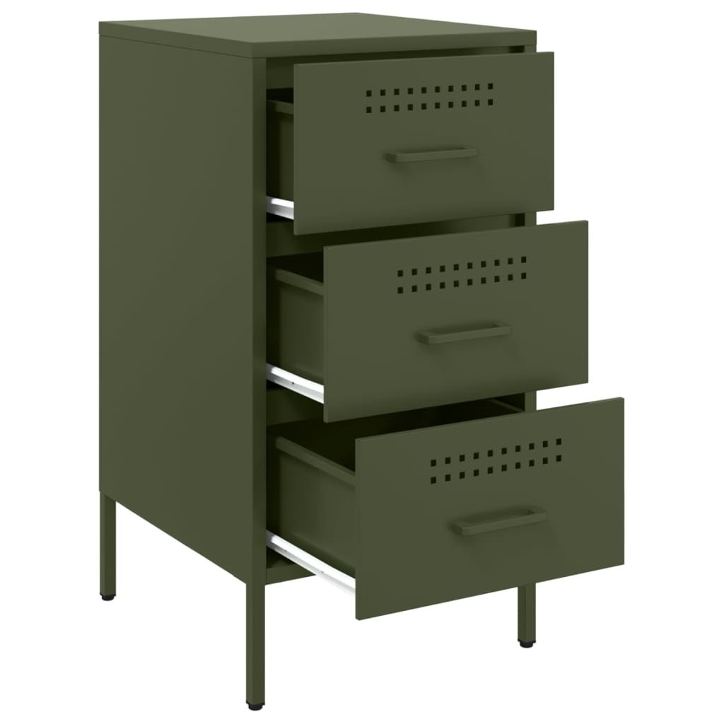 Bedside Cabinet Olive Green 36x39x68 cm Steel