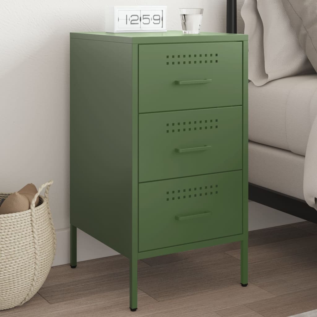 Bedside Cabinet Olive Green 36x39x68 cm Steel