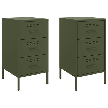 Bedside Cabinets 2 pcs Olive Green 36x39x68 cm Steel