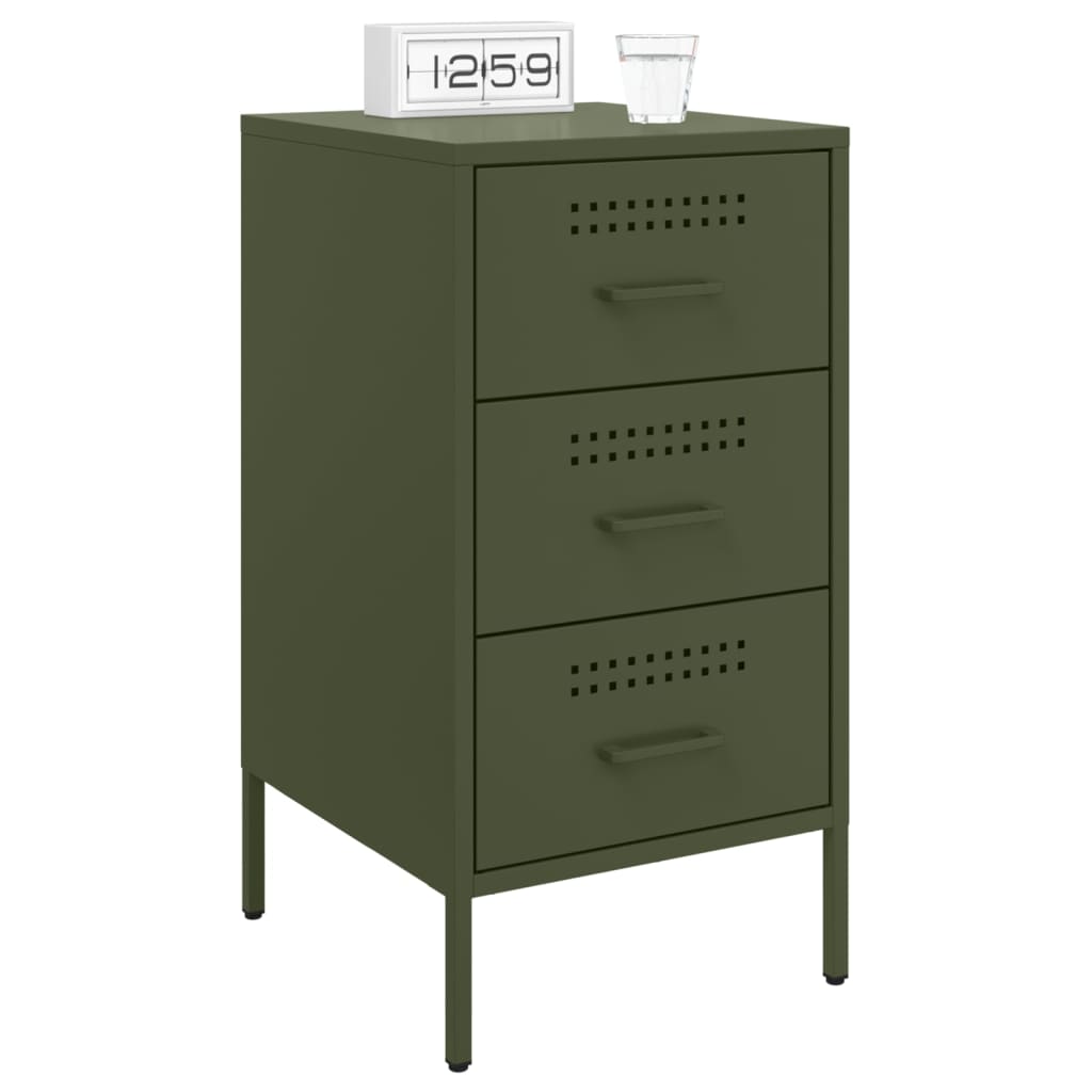 Bedside Cabinets 2 pcs Olive Green 36x39x68 cm Steel