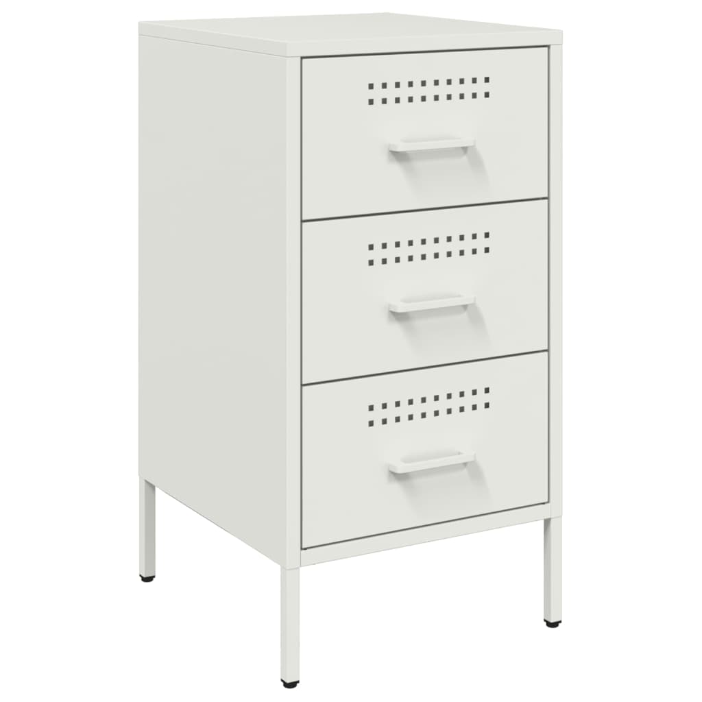 Bedside Cabinet White 36x39x68 cm Steel