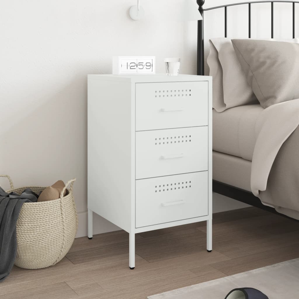 Bedside Cabinet White 36x39x68 cm Steel