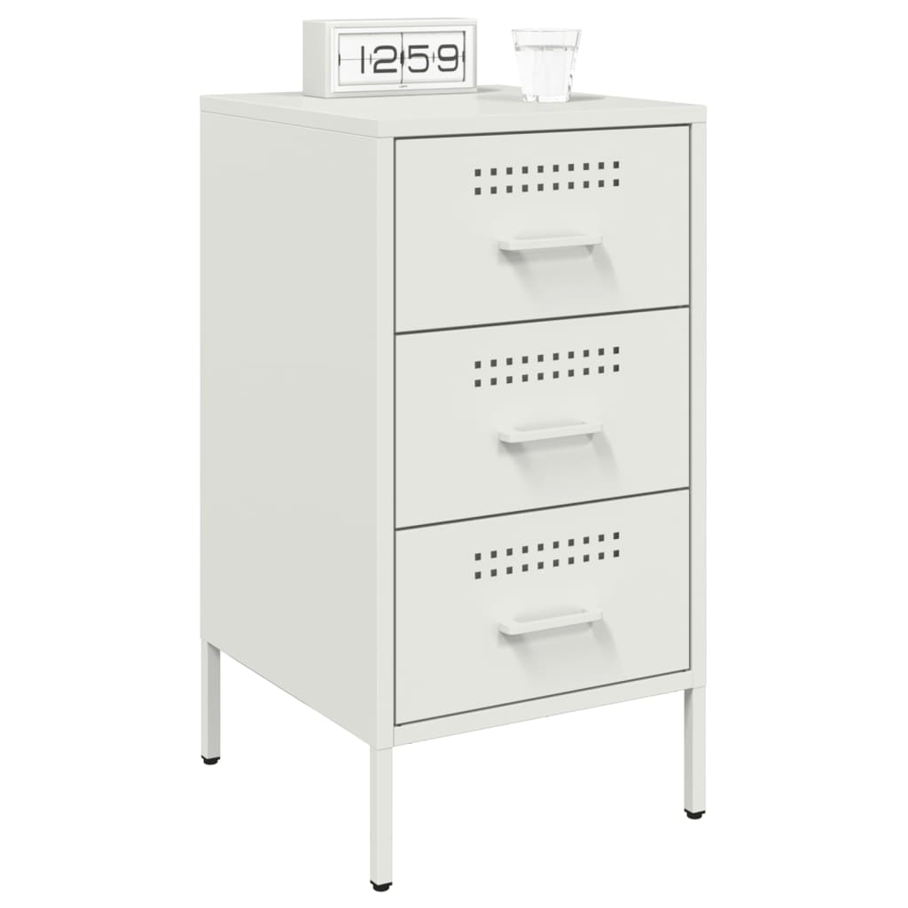 Bedside Cabinet White 36x39x68 cm Steel