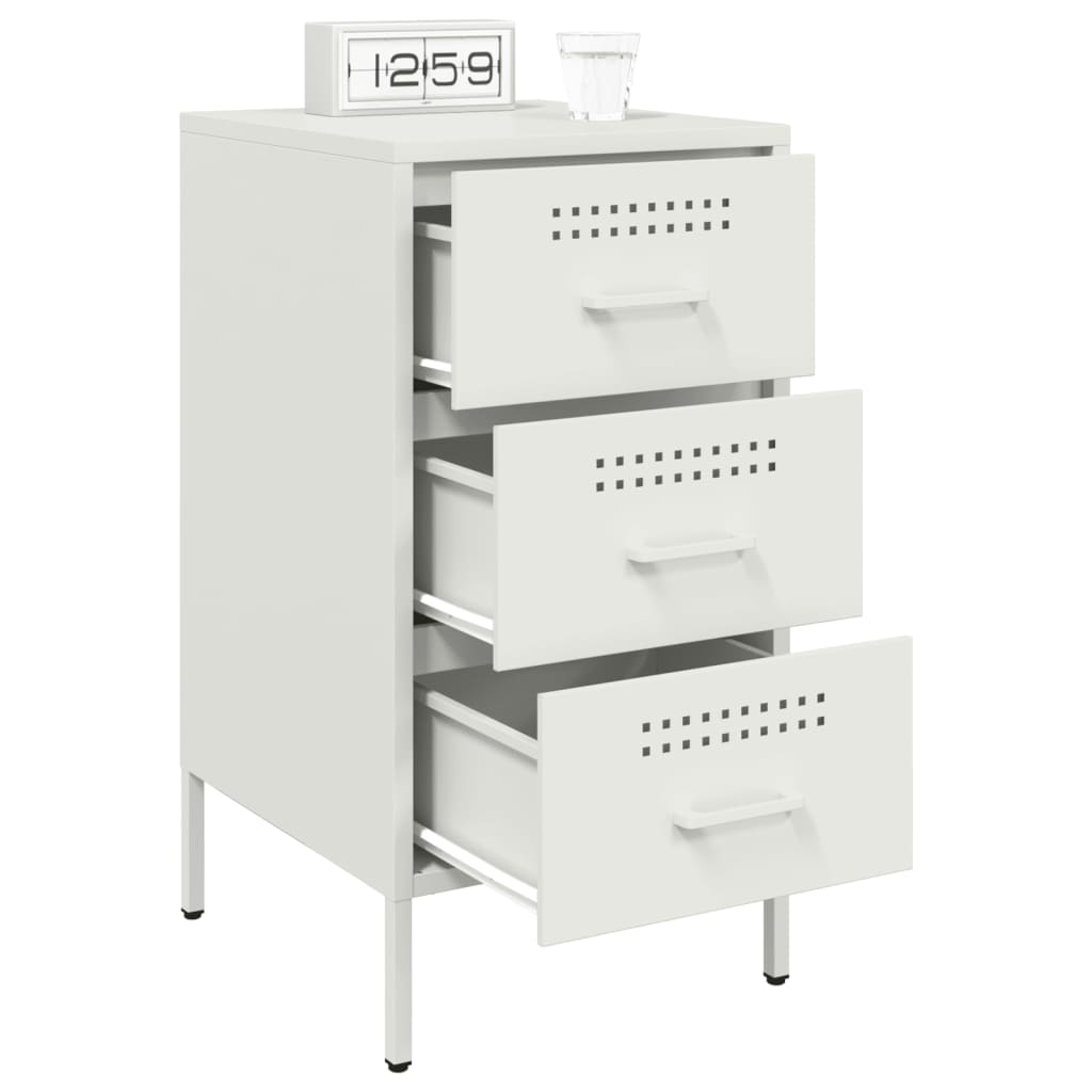 Bedside Cabinet White 36x39x68 cm Steel