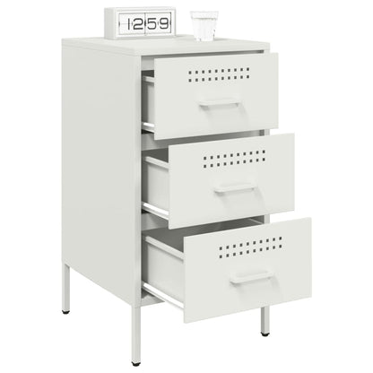 Bedside Cabinet White 36x39x68 cm Steel