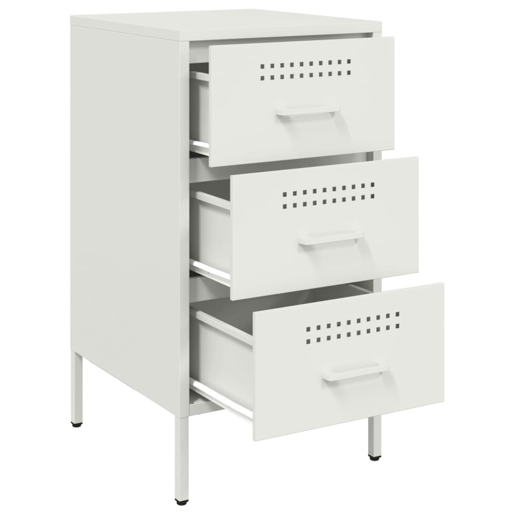 Bedside Cabinet White 36x39x68 cm Steel