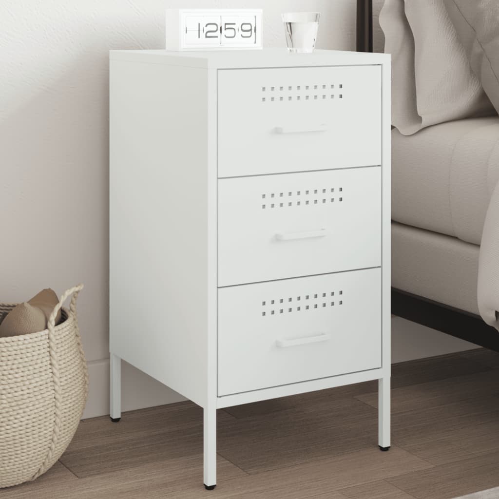 Bedside Cabinet White 36x39x68 cm Steel