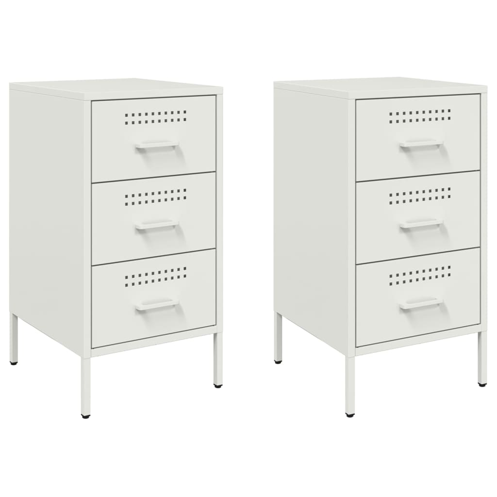 Bedside Cabinets 2 pcs White 36x39x68 cm Steel