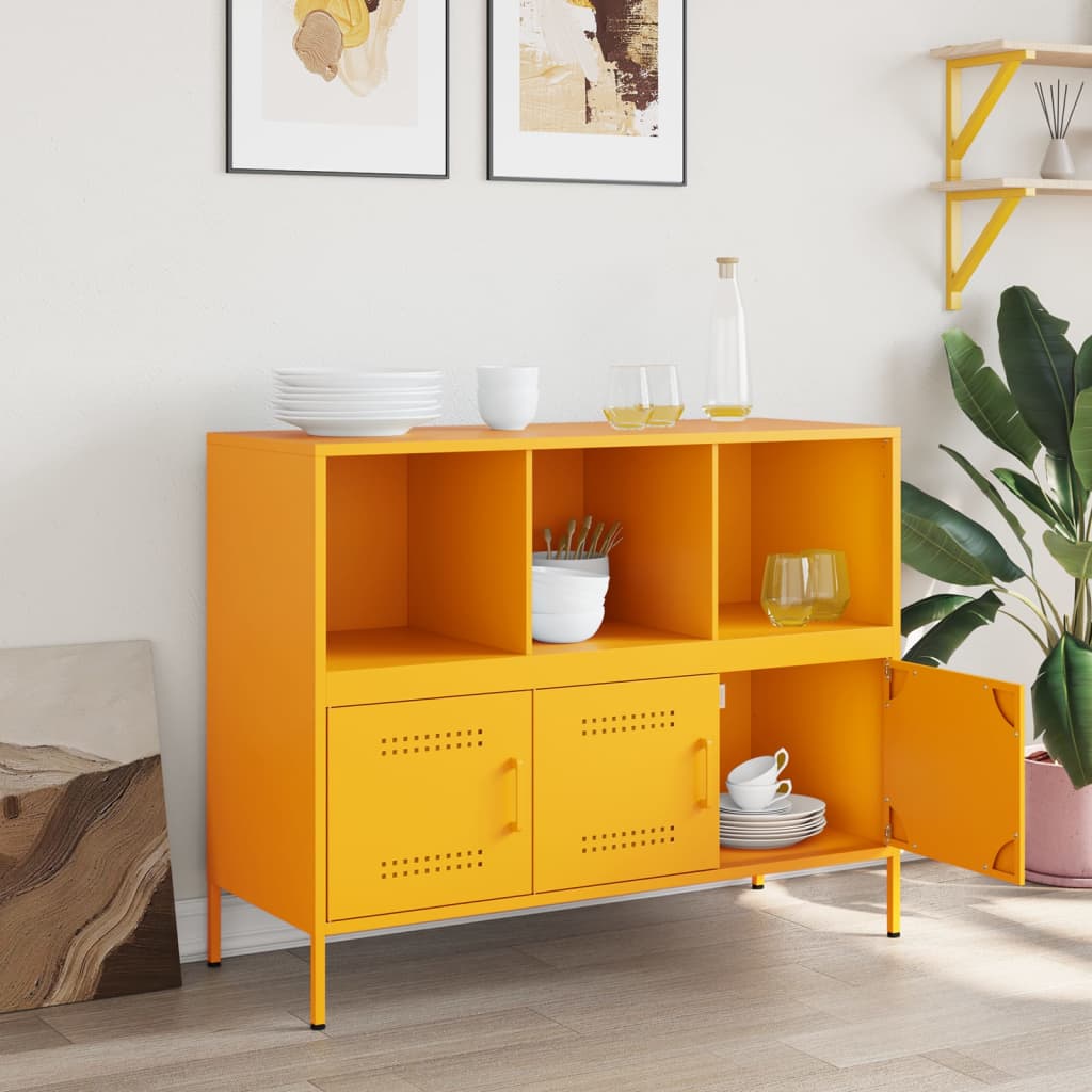 Sideboard Mustard Yellow 100.5x39x79 cm Steel