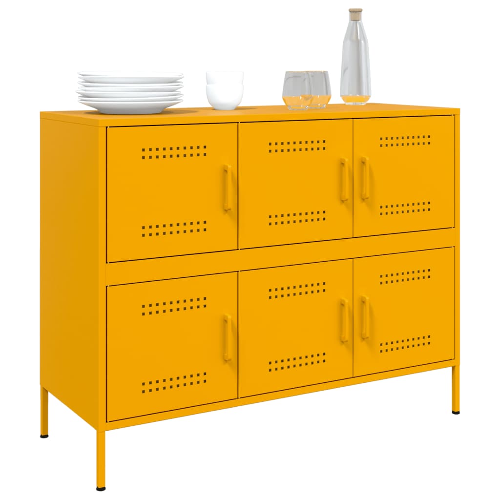 Sideboard Mustard Yellow 100.5x39x79 cm Steel