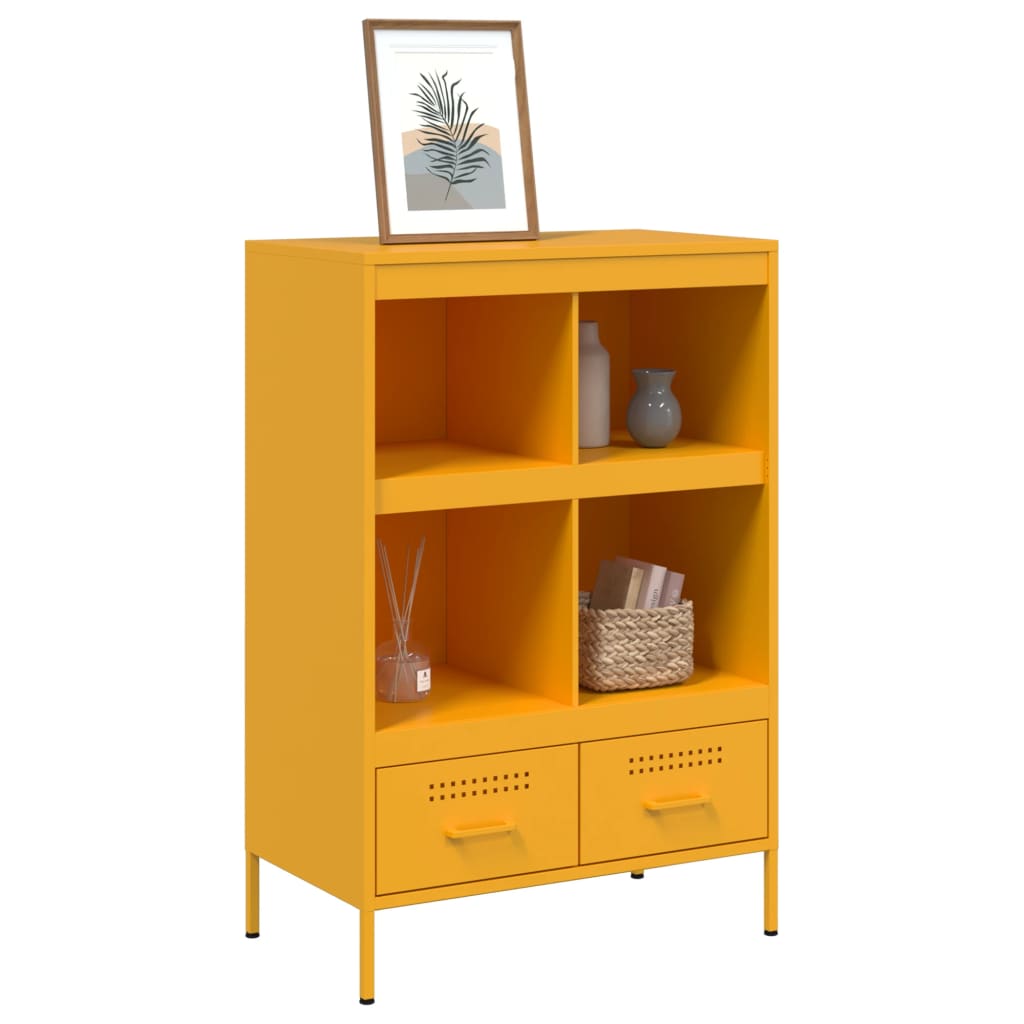 Highboard Mustard Yellow 68x39x101.5 cm Steel