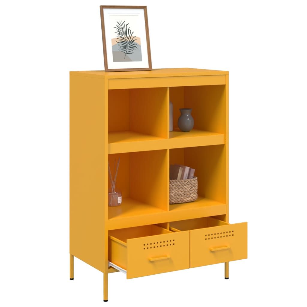 Highboard Mustard Yellow 68x39x101.5 cm Steel