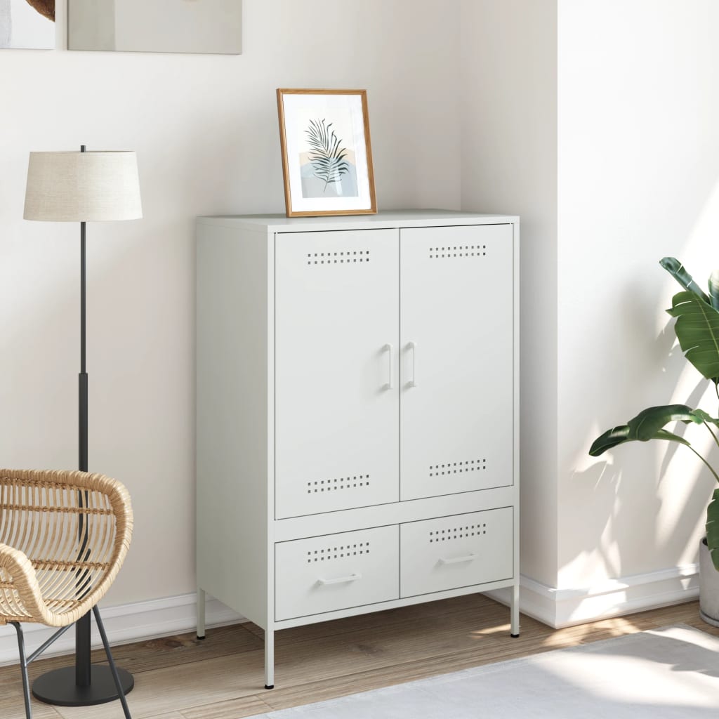 Highboard White 68x39x101.5 cm Steel