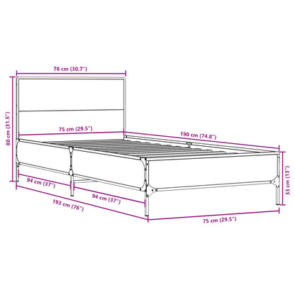 Bed Frame without Mattress Black 75x190 cm Small Single