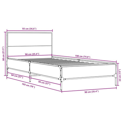 Bed Frame without Mattress Sonoma Oak 90x190 cm Single