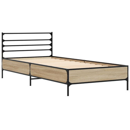 Bed Frame Sonoma Oak 90x200 cm Engineered Wood and Metal