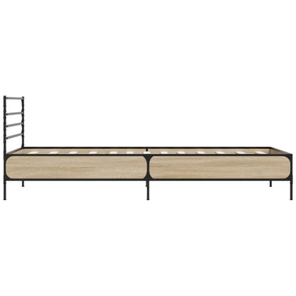 Bed Frame Sonoma Oak 90x200 cm Engineered Wood and Metal