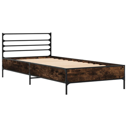 Bed Frame Smoked Oak 90x200 cm Engineered Wood and Metal