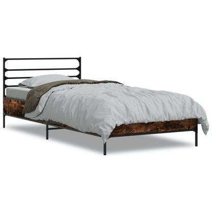 Bed Frame Smoked Oak 90x200 cm Engineered Wood and Metal