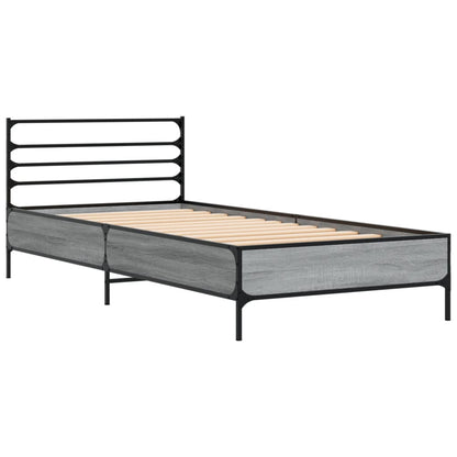 Bed Frame Grey Sonoma 90x200 cm Engineered Wood and Metal