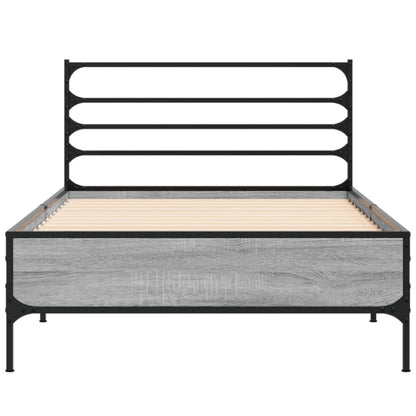 Bed Frame Grey Sonoma 90x200 cm Engineered Wood and Metal