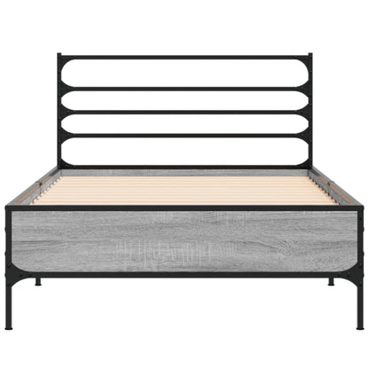 Bed Frame Grey Sonoma 90x200 cm Engineered Wood and Metal