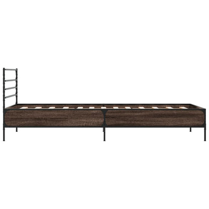 Bed Frame Brown Oak 90x190 cm Single Engineered Wood and Metal
