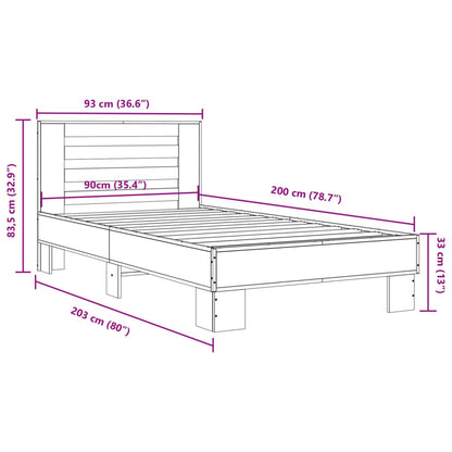 Bed Frame without Mattress Smoked Oak 90x200 cm